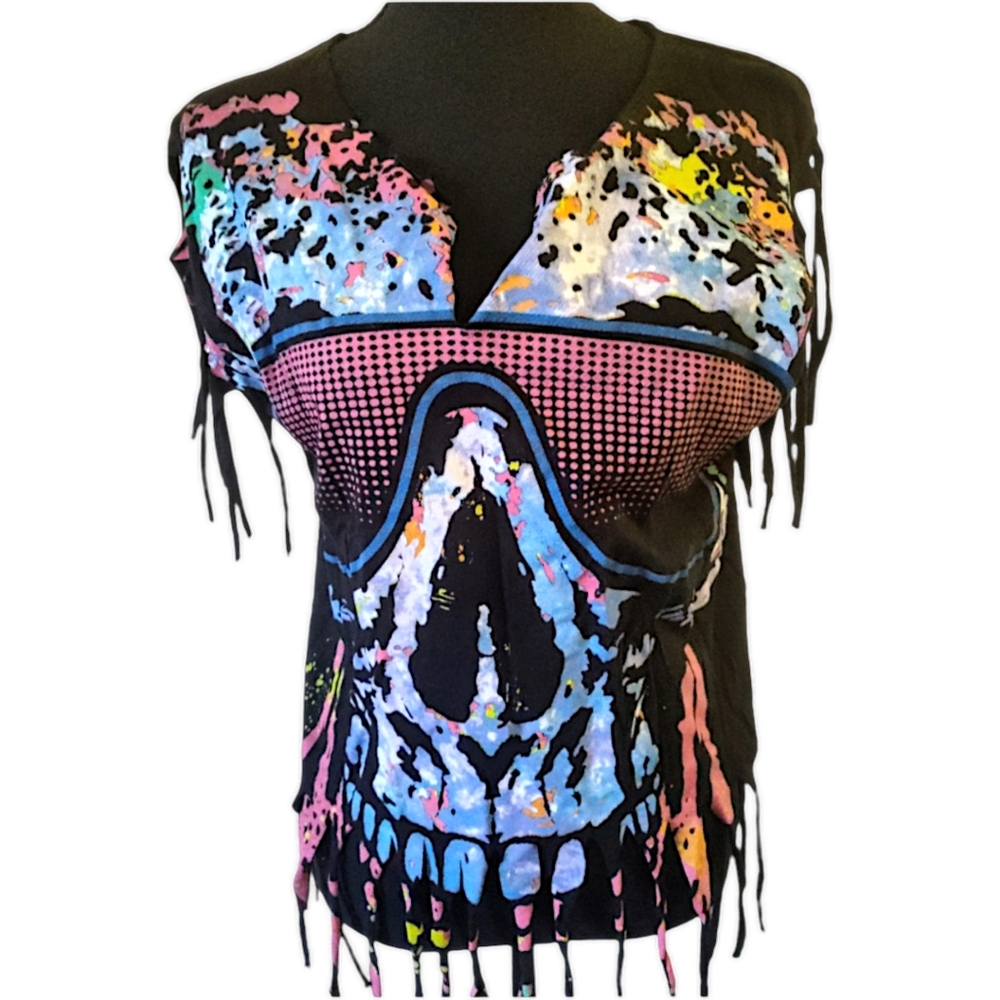 Women's Fringe cut Skull T-Shirt( 5 for $20 bundle listing )